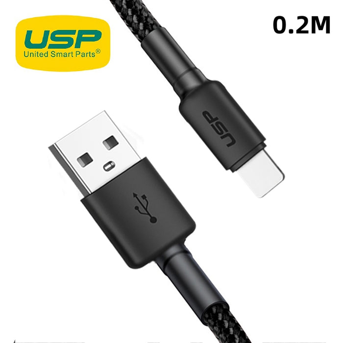 0.2M BoostUp Cafule Lightning to USB-A Cable Charge & Connect Black USP