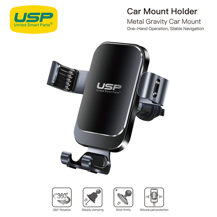 USP 2 in 1 Gravity-Activated Car Phone Holder (Air Vent Hook  & Dash Mount)