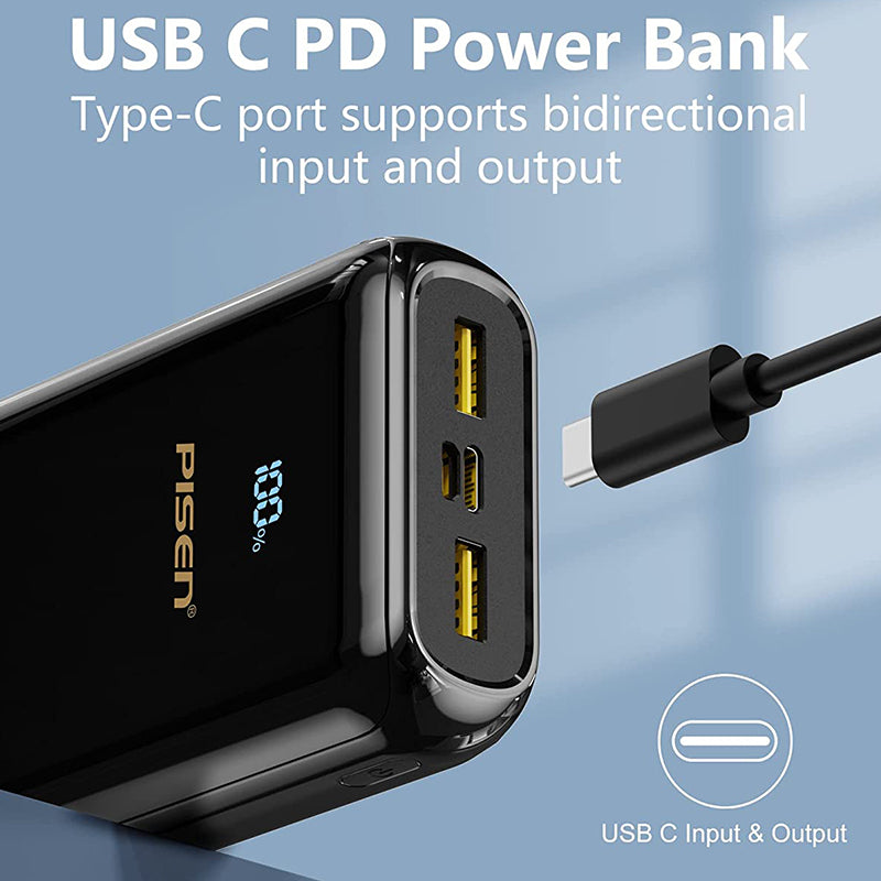 PD QC 3.0 Fast Charging Power Bank 22.5W 20k (20000mAh) with LED Display PISEN