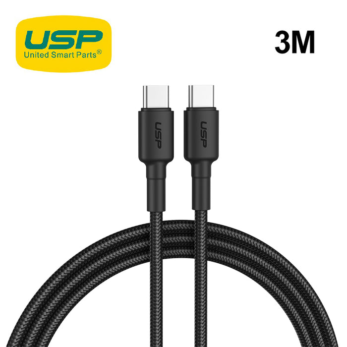 3M BoostUp Cafule USB-C to USB-C Cable Charge & Connect Black USP Compatible for iPhone 15 Series