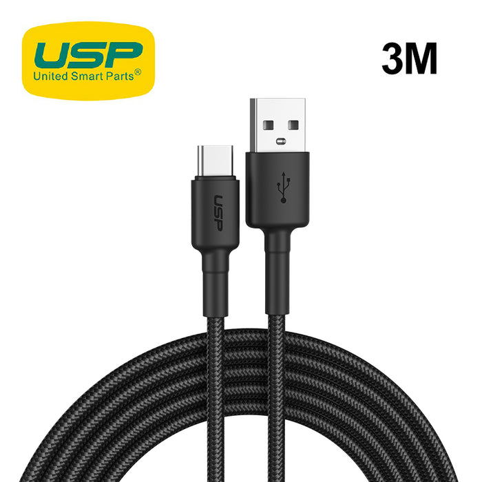 3M BoostUp Cafule USB-C to USB-A Cable Charge & Connect Black USP Compatible for iPhone 15 Series
