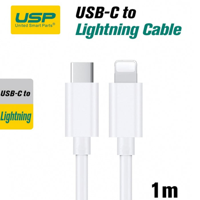 1M Lightning to USB-C Mini White Cable  USP