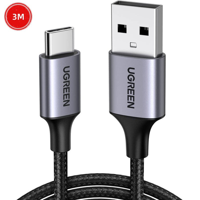 3M USB-C  To USB 2.0A  Cable Grey+Black Ugreen Compatible for iPhone 15 Series