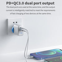30W USB A + TYPE C  PD Fast Wall Charger with 1M USB-C to Lightning White Cable USP
