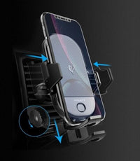 PISEN Gravity-Activated Car vent Mount Vent Phone Holder Electric Bracket Wireless Charger Qi car Holder(15W)Black