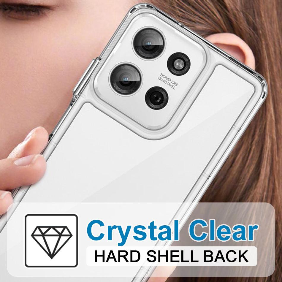 Motorola G75 Clear Acrylic+ TPU hard Case  (With Soft Round Airbags)
