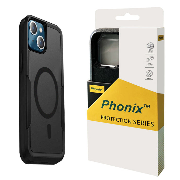 Phonix Case For iPhone 15 Black Armor Light Case Compatible With Magsafe