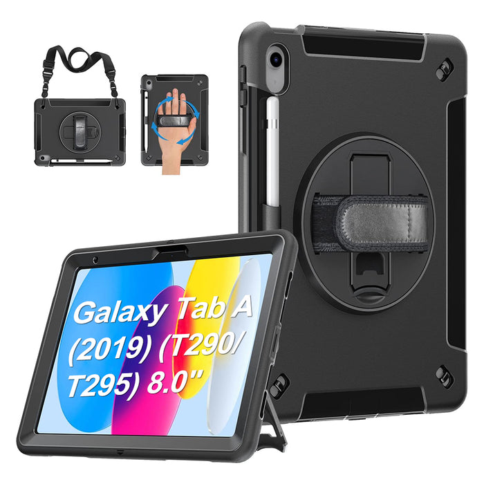Rugged Case for Galaxy Tab A (2019) (T290/T295) 8.0" Generic Heavy Duty with Pen Holder Screen-Less（Black Diamond）