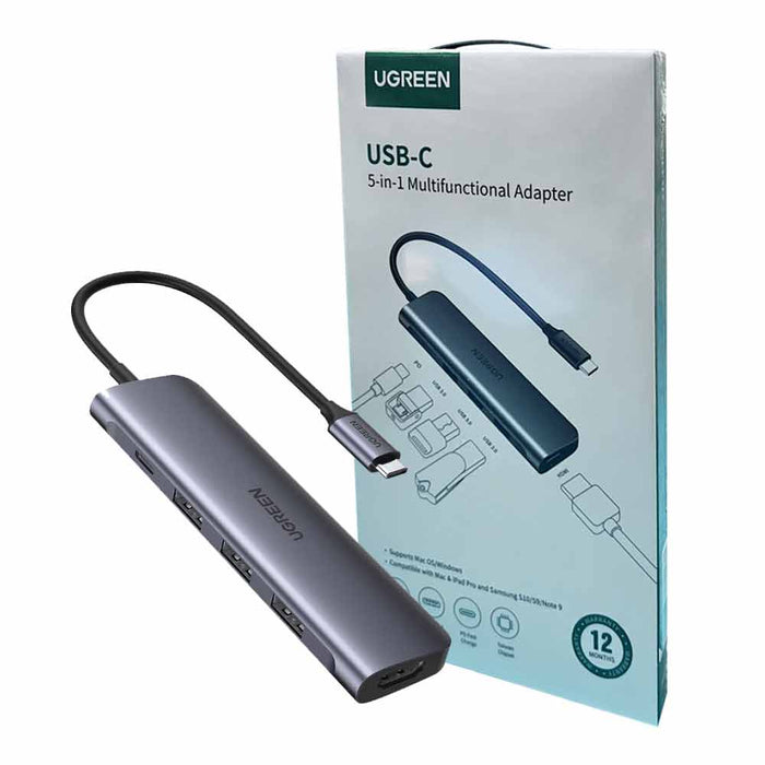 USB-C To HDMI+3*USB 3.0 A+PD Power Converter 5 in 1 hub Ugreen