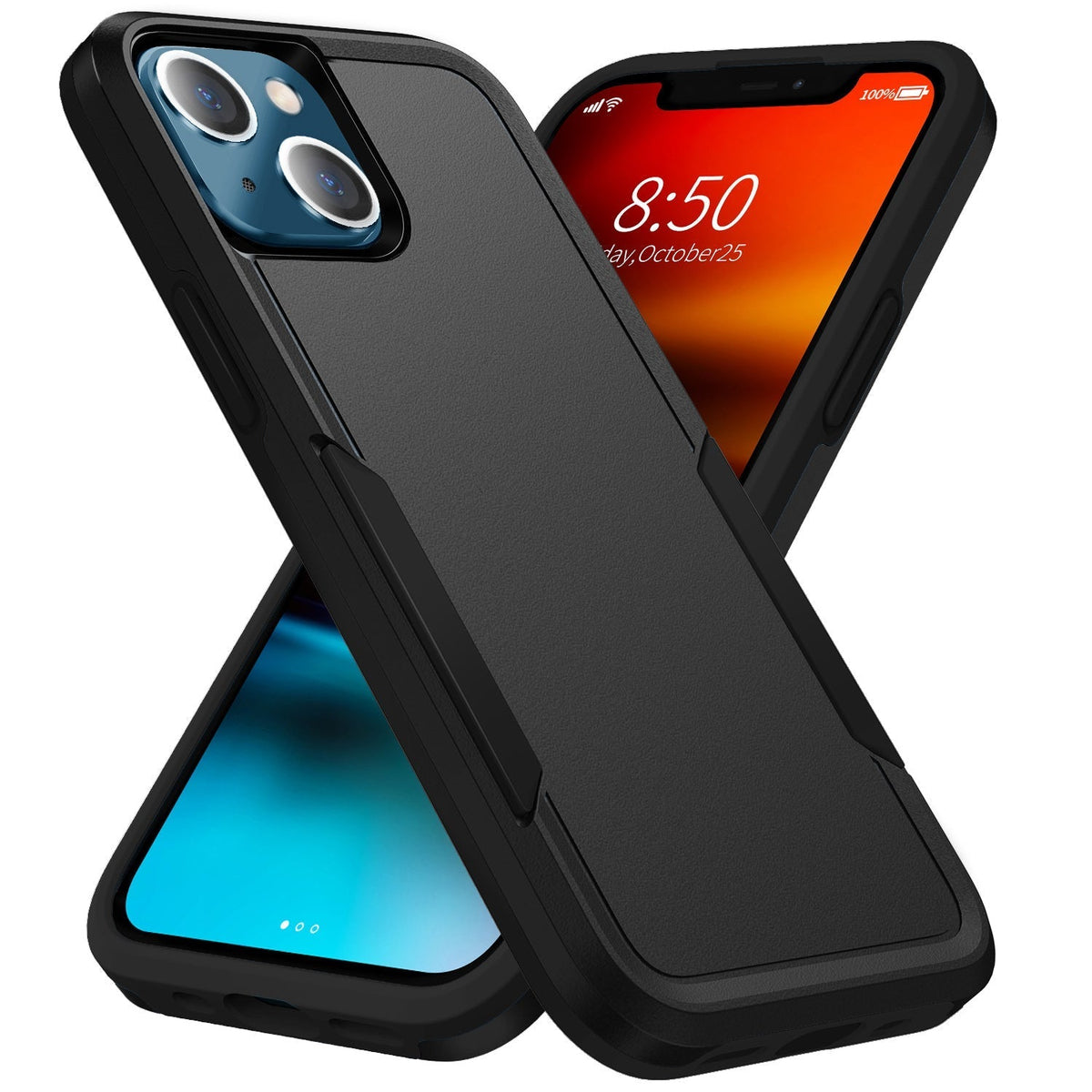 Phonix Case For iPhone 15 Black Armor Light Case