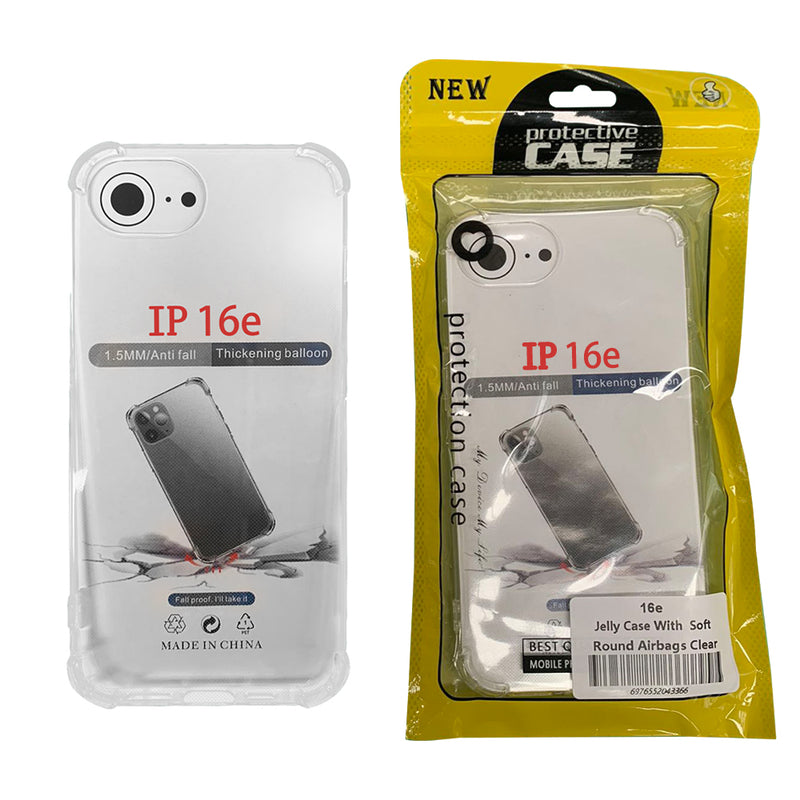 For iPhone 16e Clear Jelly Case  (With Safety Airbags)