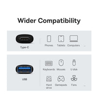 Mini OTG Adaptor Type-C Male to USB-A Female 3.1 Converter Black