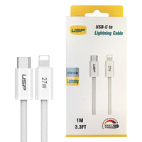 1M BoostUp White Lightning to USB-C PD High Density Braided Fast Charging Cable USP