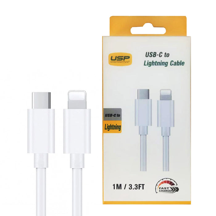 1M Lightning to USB-C Mini White Cable  USP