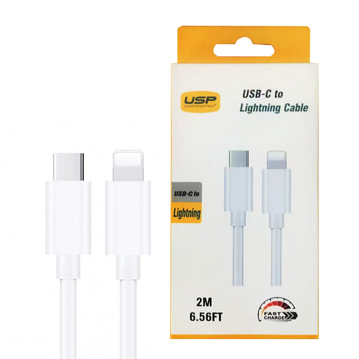 2M Lightning to USB-C  Mini White Cable  USP