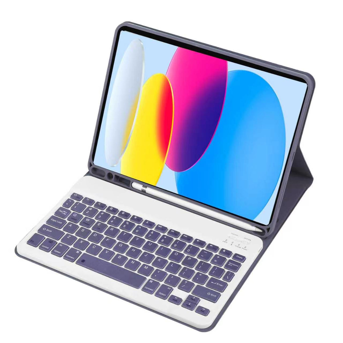 Purple iPad 11” (A16)/iPad 10 10.9" Bluetooth Keyboard Case Cover Apple Pencil Slot