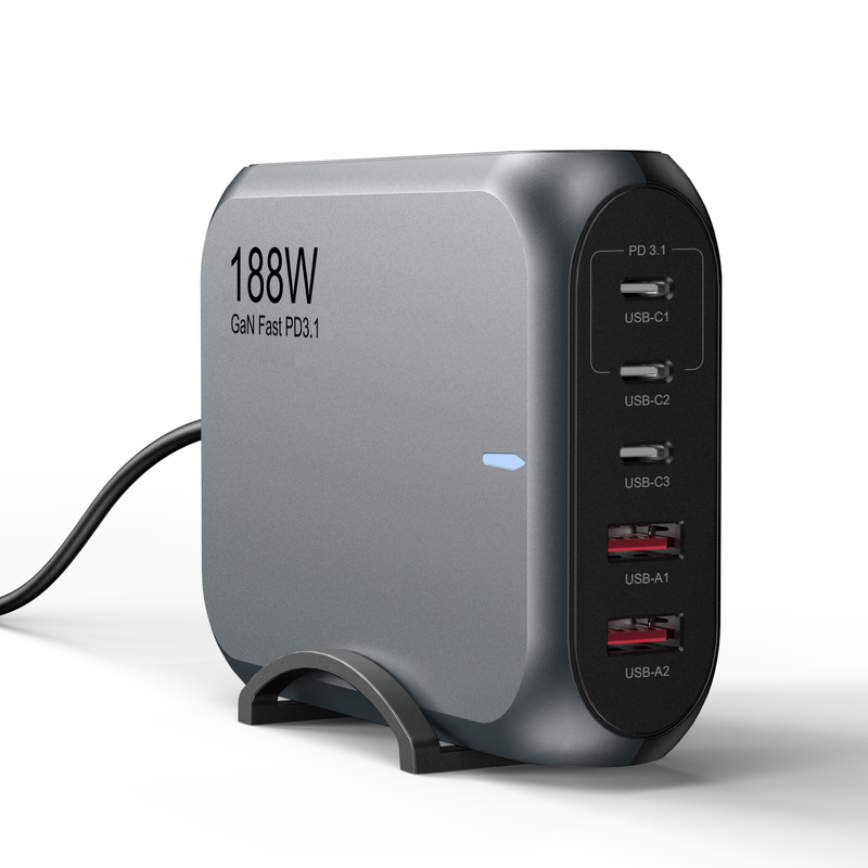 188W GaN 5 Ports USB-C PD Super Fast Laptop Wall Charger USP