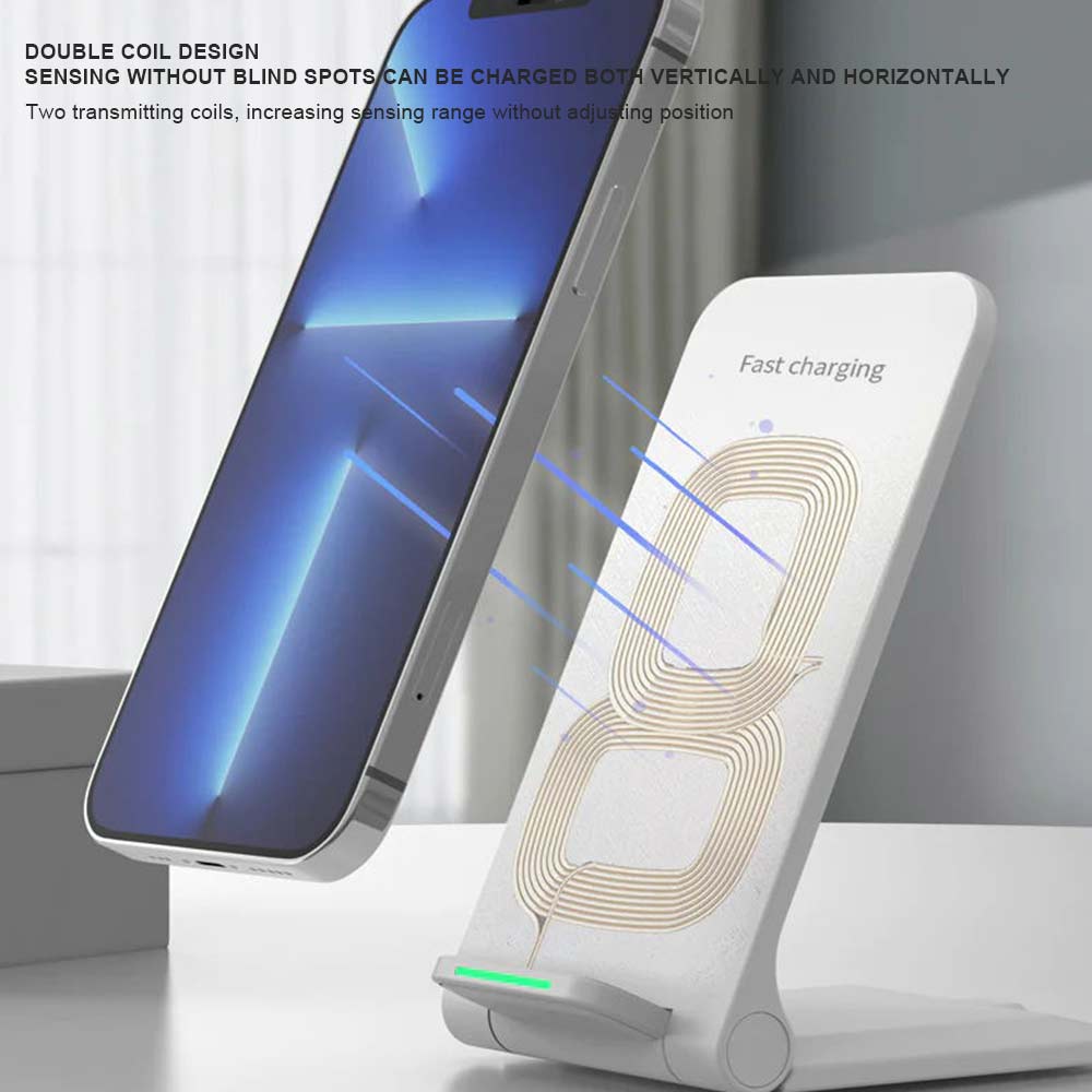 15W Wireless Charger Stand Dock Holder White