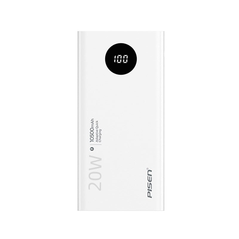 Fast Charge Dual USB Output Power bank 20W 10k (10500)mah LED Display White PISEN