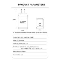 45W GaN Power Adaptor Dual USB-C PD-White