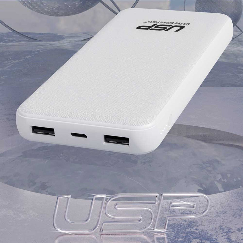 USP Power Bank 10K mAh (10000mAh) White with 3 USB Outputs