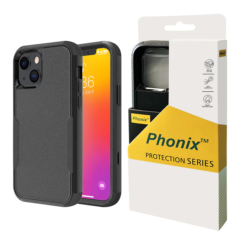 Phonix Case For iPhone 13 Black Armor (Heavy Duty) Case