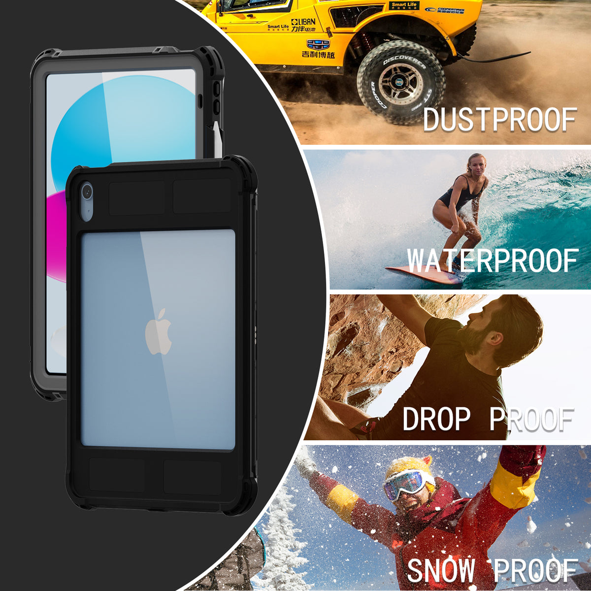 Waterproof Case With Pen Holder for iPad（A16 2025）/ iPad (10th Gen 2022) 10.9‘’