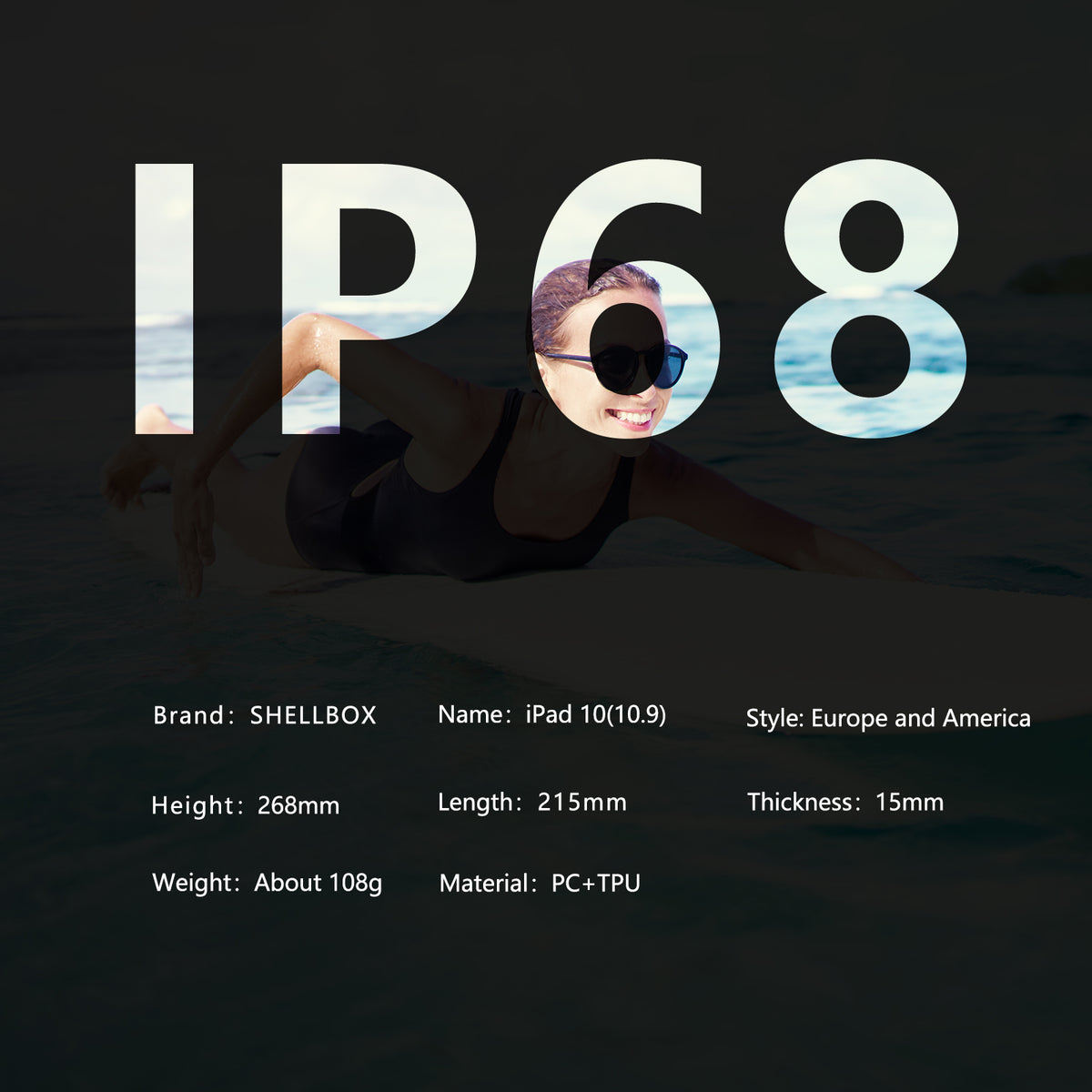 Waterproof Case With Pen Holder for iPad（A16 2025）/ iPad (10th Gen 2022) 10.9‘’