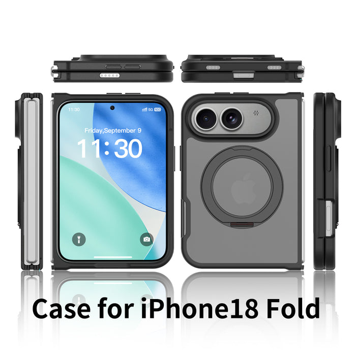 USP Black Case For iPhone Fold 360° Rotatable Ring Stand Compatible With Magsafe