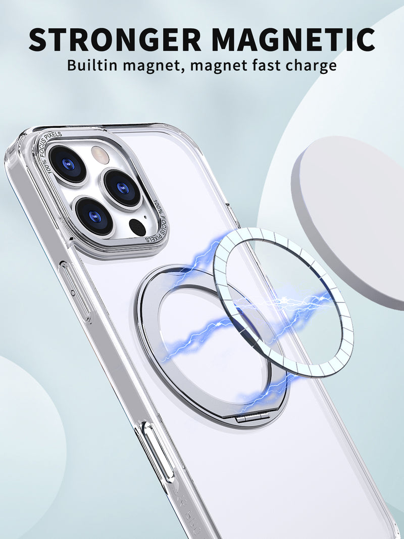 USP Clear Case For iPhone 16 Plus 360° Rotatable Ring Stand Compatible With Magsafe