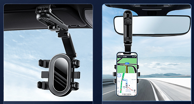 Universal 360° Rotation Car Clip Sun Visor Phone Holder Rearview Mirror Mount