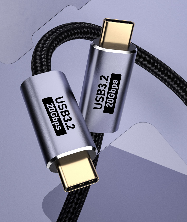 2M BoostUp Cafule USB 3.2 Gen-C to USB-C Cable Charge & Video Black （USB 3.2 Gen 2x2 - 20Gbps, 100W/5A, 8K/60Hz)