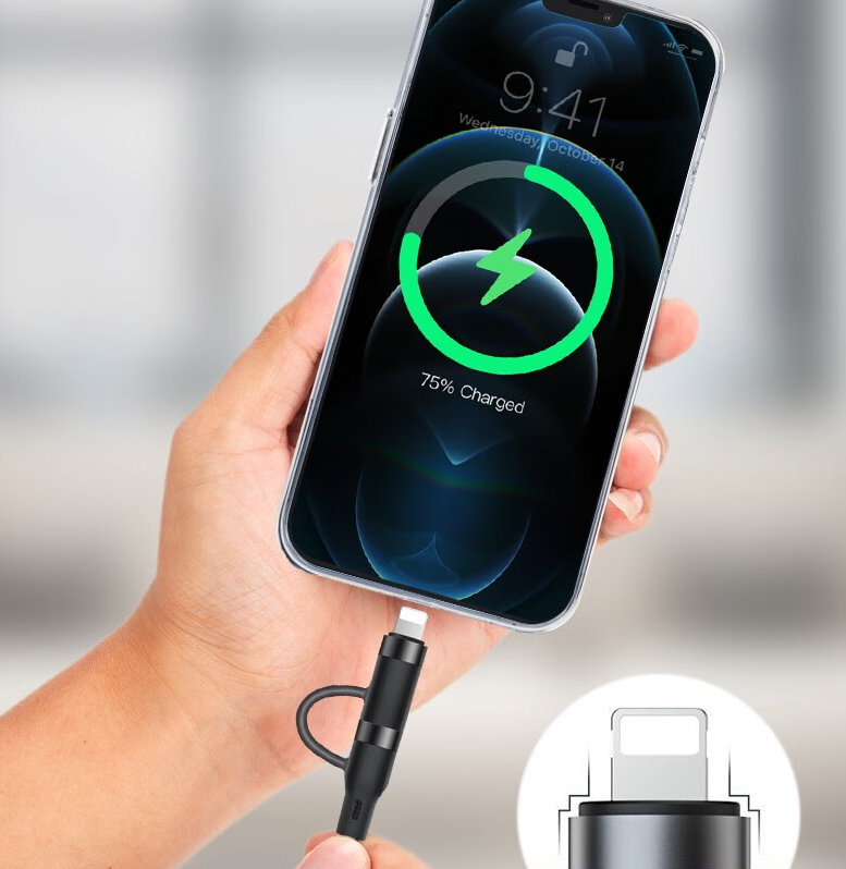 Pisen 2 in 1 Multi Charging Cable 1.2M USB-C to Lighting or USB-C Multi Fast Charging Cable Nylon Braided Cable