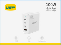 100W GaN 4 Ports USB-C PD Super Fast Laptop Wall Charger USP