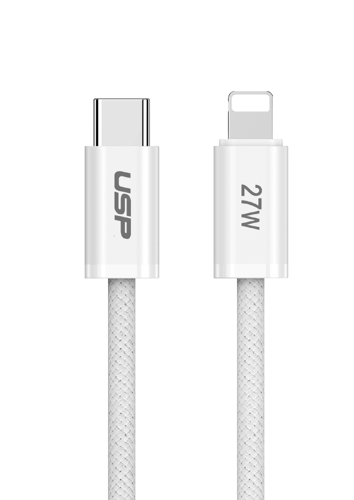 1M BoostUp White Lightning to USB-C PD High Density Braided Fast Charging Cable USP