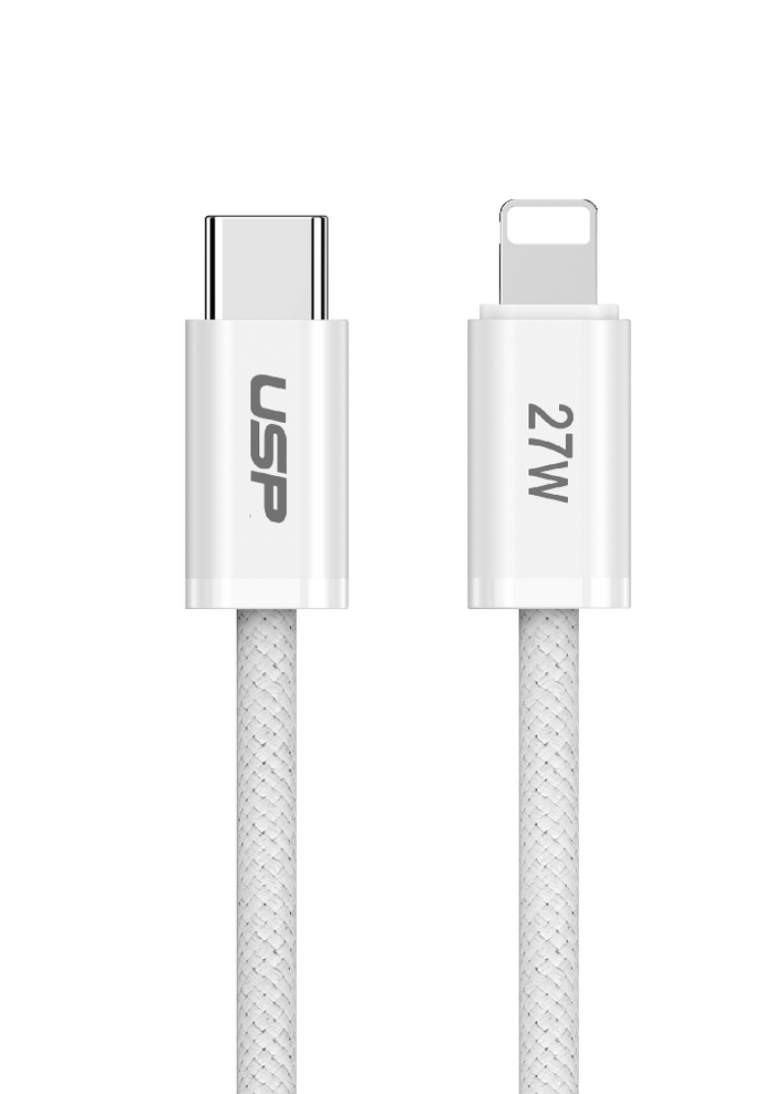 1M BoostUp White Lightning to USB-C PD High Density Braided Fast Charging Cable USP