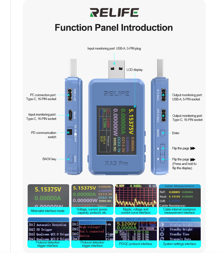 RELIFE XA3 Pro USB Smart Tester