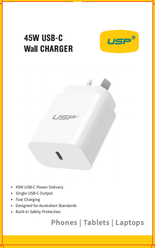 45W GaN Power Adaptor single USB-C PD-White
