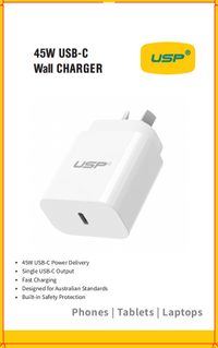 45W GaN Power Adaptor single USB-C PD-White
