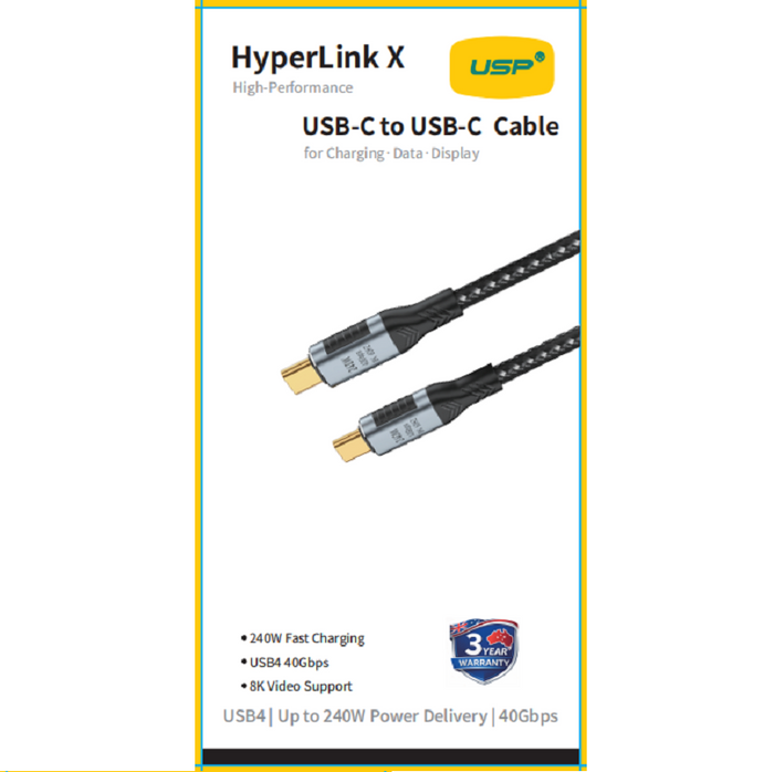 1M BoostUp Thunderbolt 4 USB-C to USB-C Cable Charge & Video Black （USB 4 - 40Gbps, 240W, 8K/60Hz)