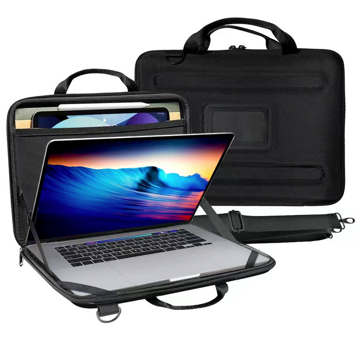 Hard Shell Portable 16" Laptop Case with Adjustable Stand, Storage Pocket & Carry Handle