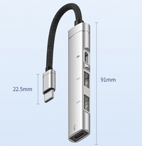 USB-C Multiport Hub 4-in-1 Adapter with 2 USB Ports & Dual Type-C PD Charging, Aluminum Alloy