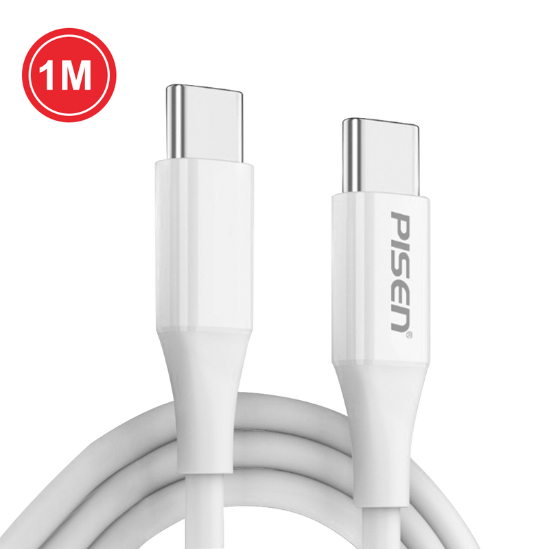 Pisen Mr White 1M USB-C to USB-C PD60W Fast Charging Data Cable (CC-PD01-1000) Compatible for iPhone 15 Series