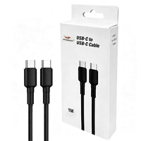 Phonix 1M Black Braided USB-C to USB-C Cable Charge & Connect