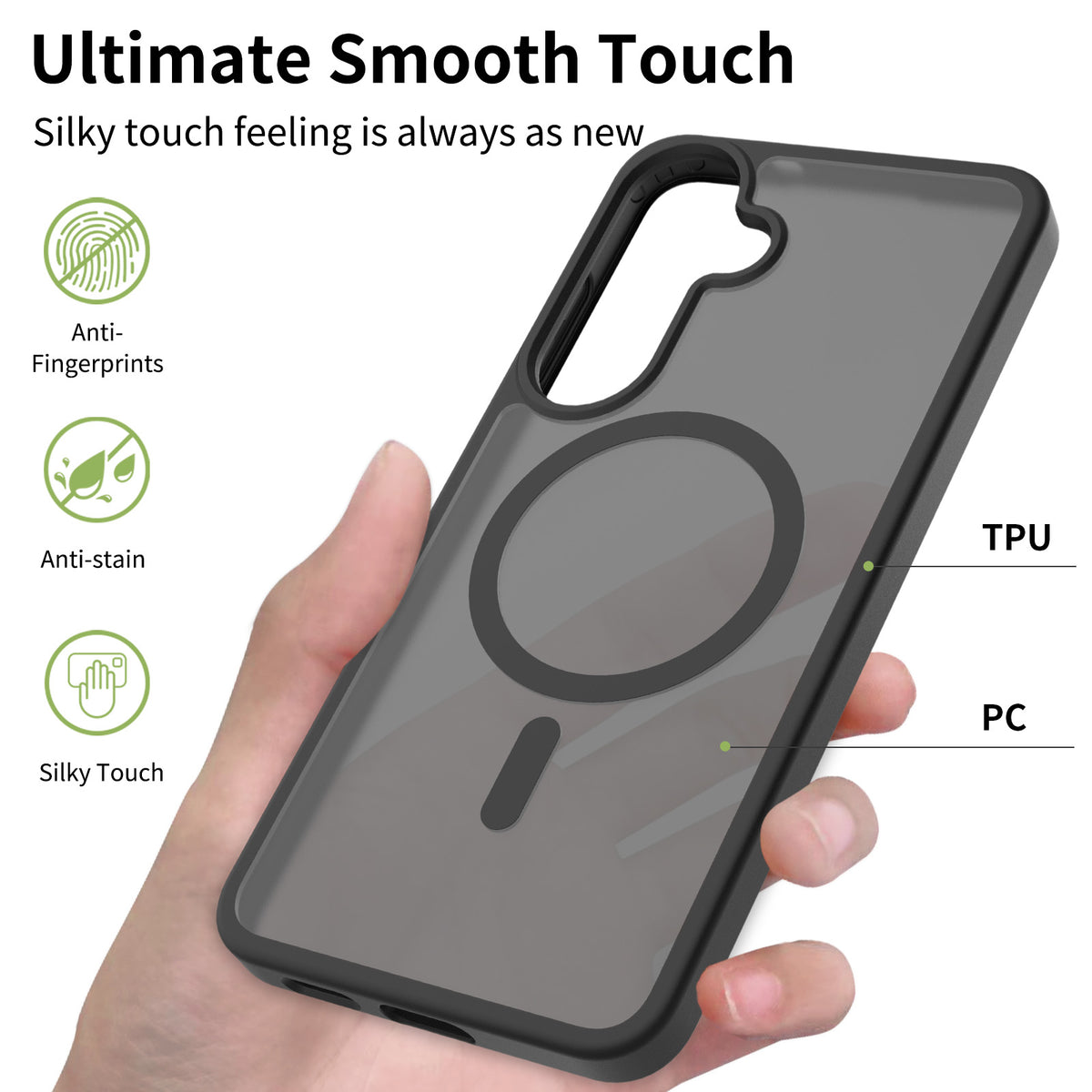 Case for Samsung S26 FE/S25 FE Black Magnetic Case