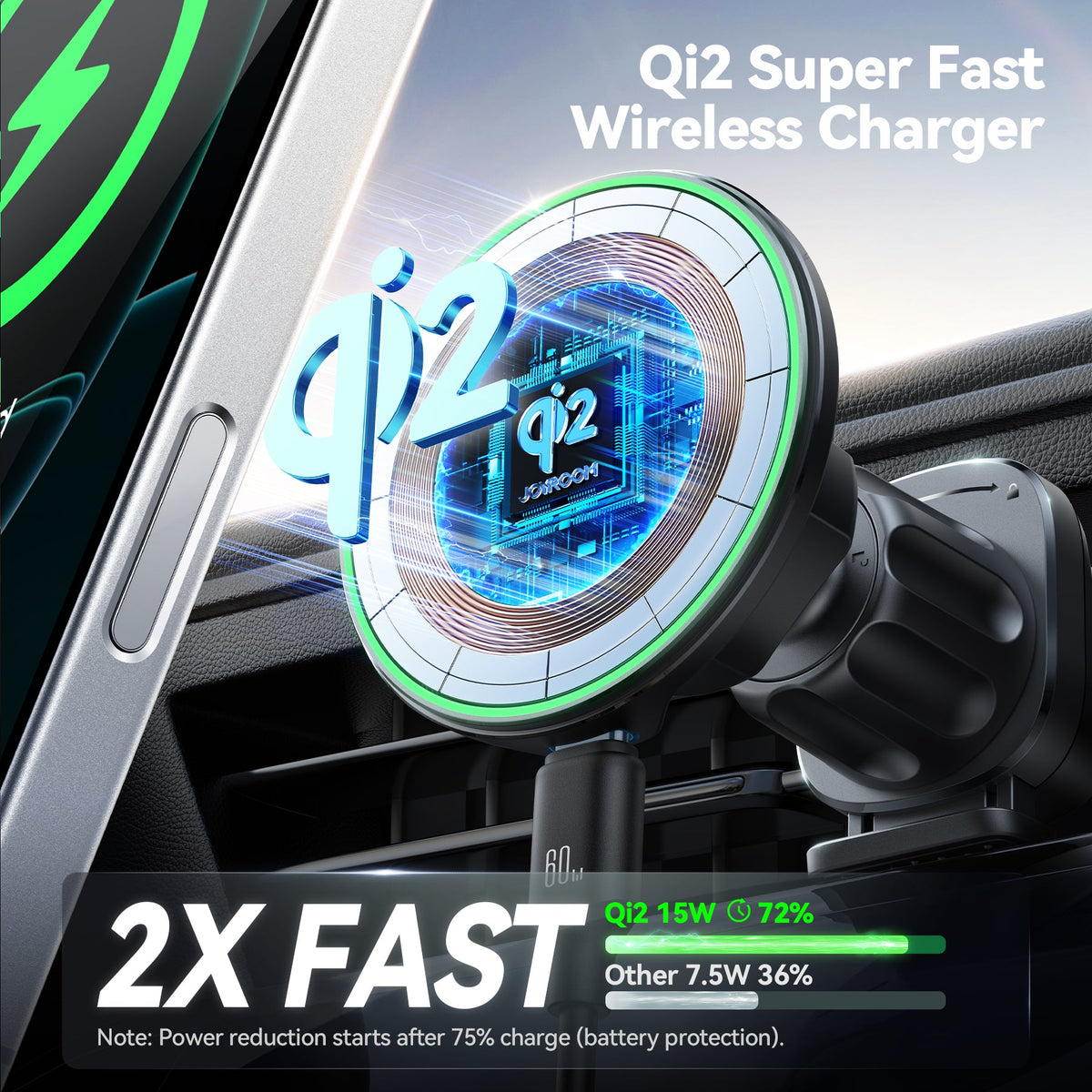 Qi2 15W Magnetic Wireless Car charger Air Vent Mount