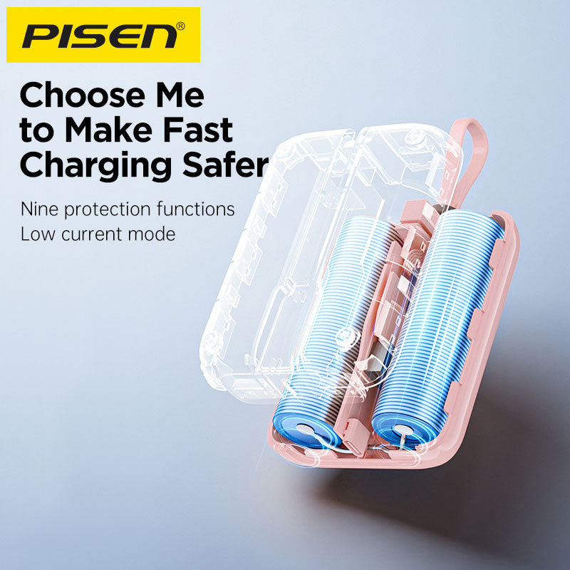 CCC Certified(3C) Pisen PowerPix Build-in Cable 30w 10000mah Power Bank White