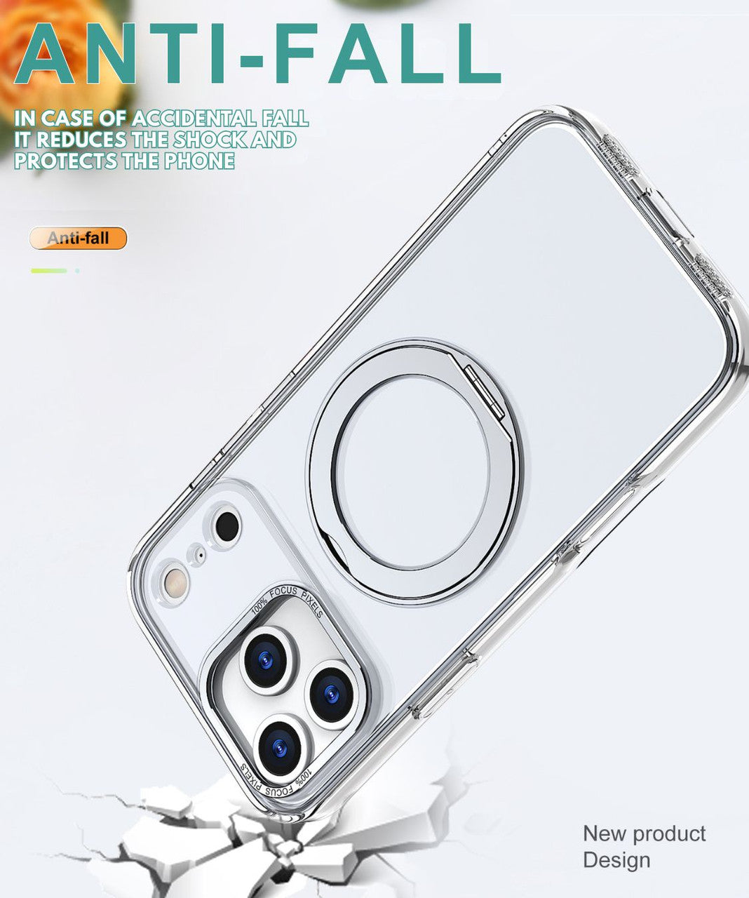 USP Clear Case For iPhone 17 Pro 360° Rotatable Ring Stand Compatible With Magsafe