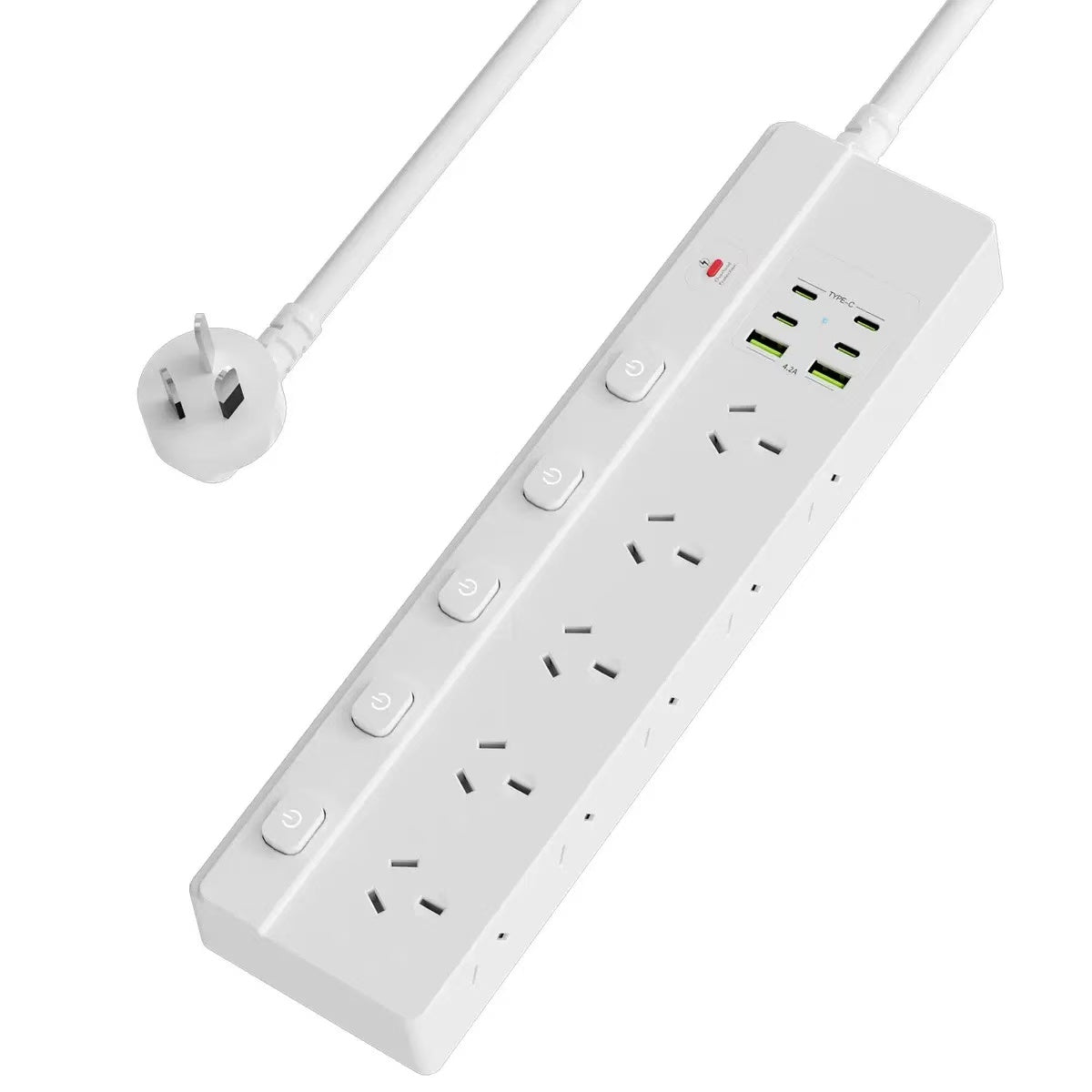 16-in-1 Surge Protected Power Board with 10 AC Outlets & 6 USB Ports