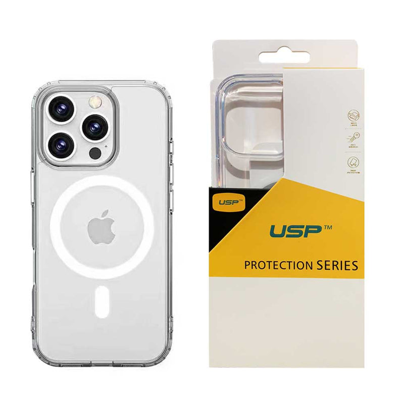 USP Case For iPhone 16 Pro Max Clear Rock Shockproof Case with MagSafe